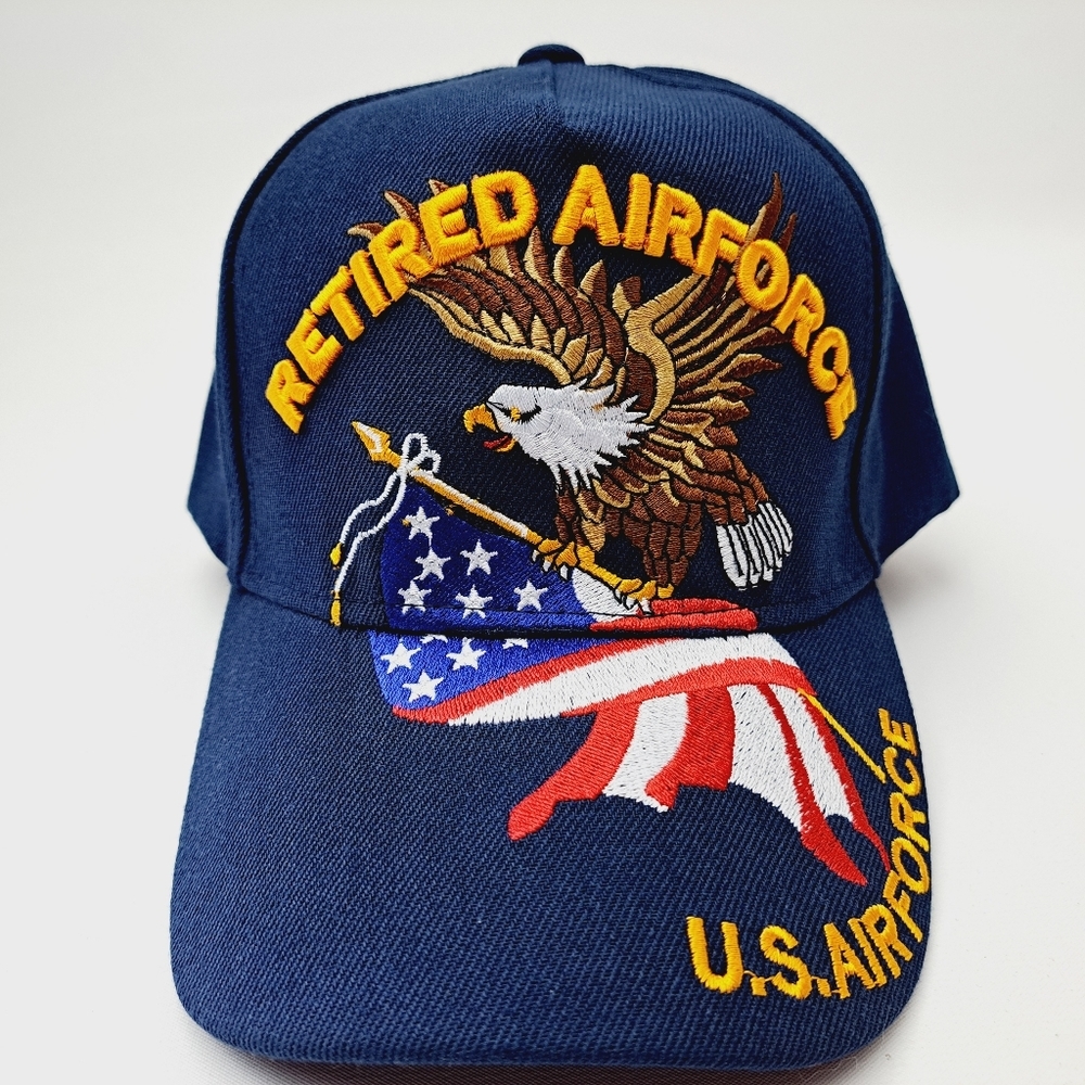 U.S. Air Force Retired Baseball Cap Navy Blue Embroidered - Picture 2 of 4
